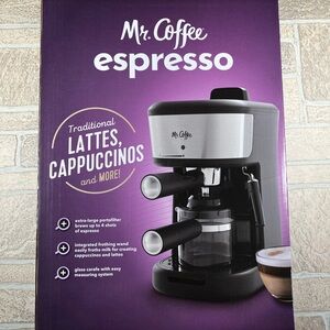 Mr. Coffee Steam Espresso Maker Brews 4 Shots Lattes, Cappuccinos & More